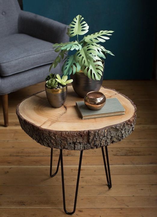 Rustic Live Edge Wooden Side Table