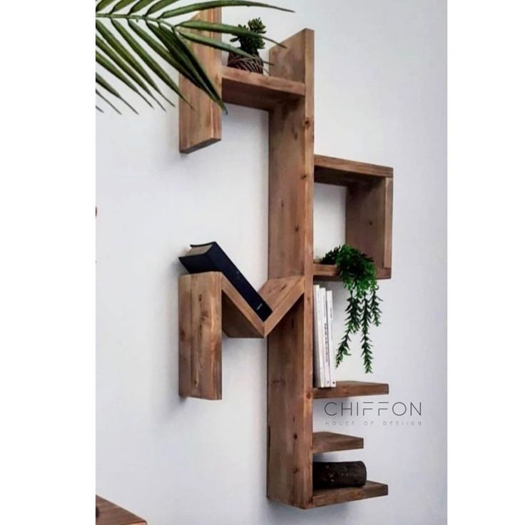 Modern Rustic Geometric Wooden Wall Shelf