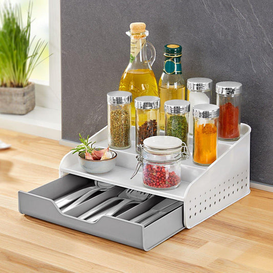 Tier Kitchen Spice Organizer & Cutlery Drawer Storage Rack